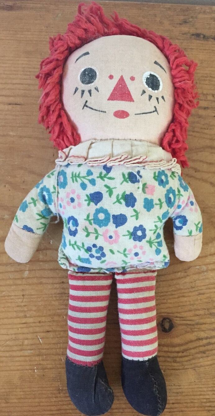 Vintage 60s 70s Knickerbocker Raggedy Ann Small Soft Stuffed Rag Doll 7.25"